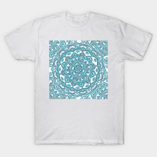 Summer Bloom - floral doodle pattern in turquoise & white T-Shirt